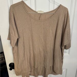 Elegant Tan Short Sleeve Women's Top